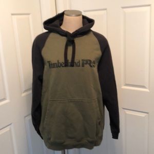 Timberland Pro Hoodie Mens Large Pullover Sweatshirt Green Long Sleeve Graphic